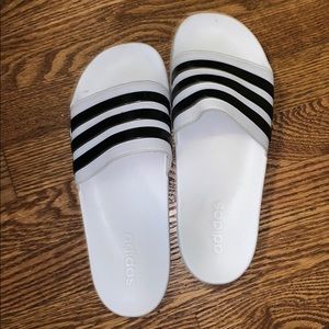 White Adidas Slides